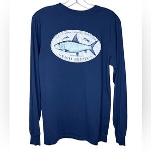 Fish Hippie Long Sleeve Navy Tee Shirt - Men’s Small